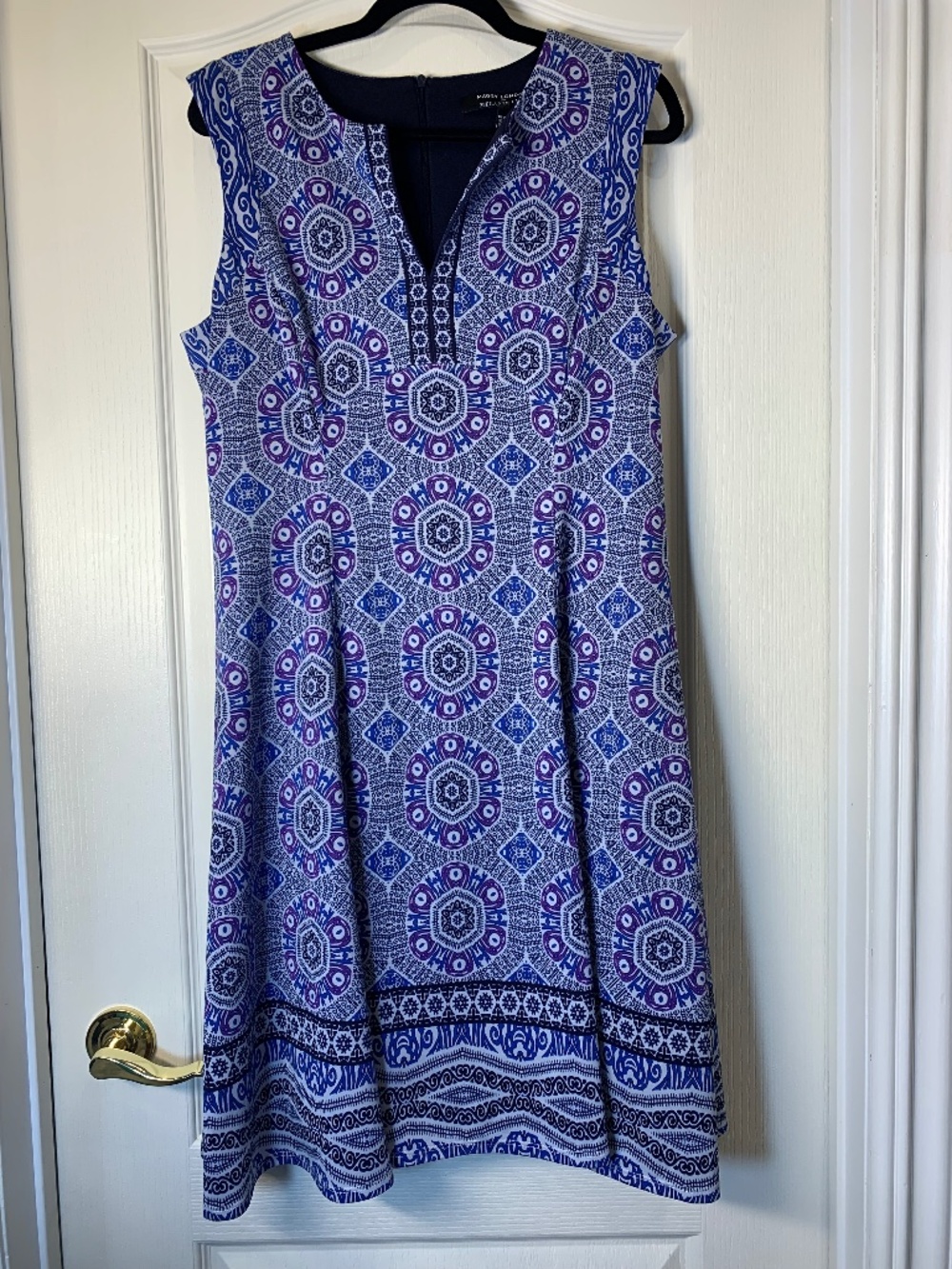 Maggy London for Melanie Lyne Fit & Flare Mandala Dress Blue Purple White 16